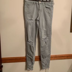 American Eagle Light Green Ripped Jegging